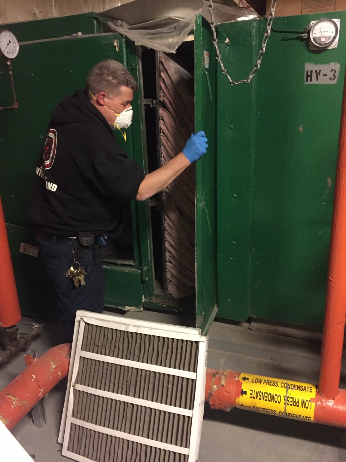 Field inspection of ventilation equipment in a mechanical room